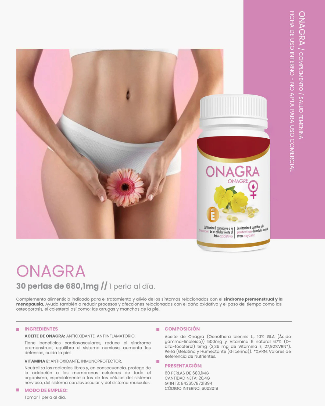 Aceite de Onagra– Equilibrio Hormonal y Bienestar Femenino