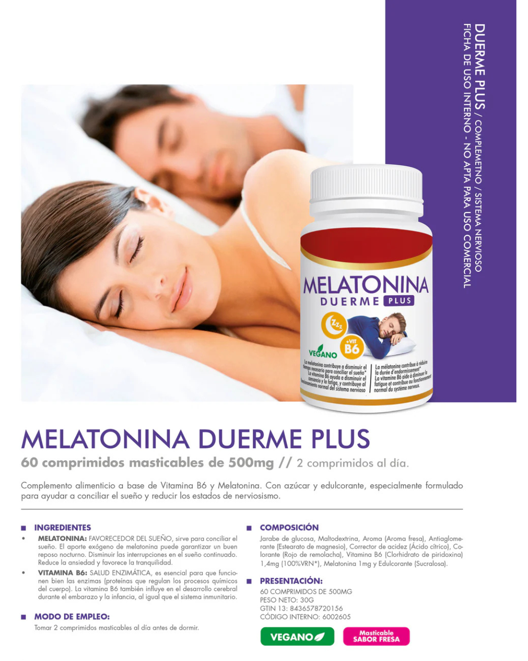 Melatonina Duerme Plus– Sueño Profundo y Reparador