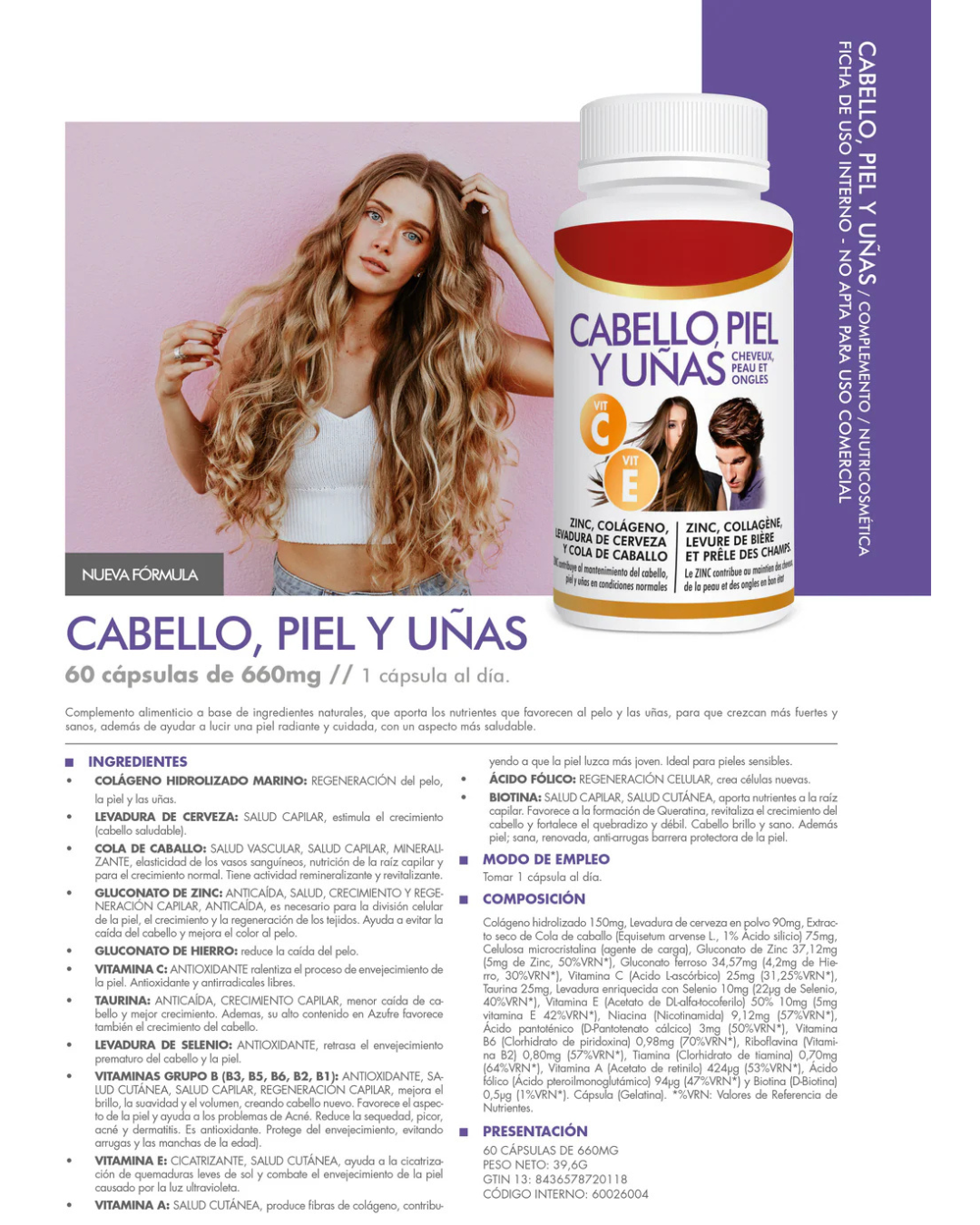 Suplemento Cabello, Piel y Uñas