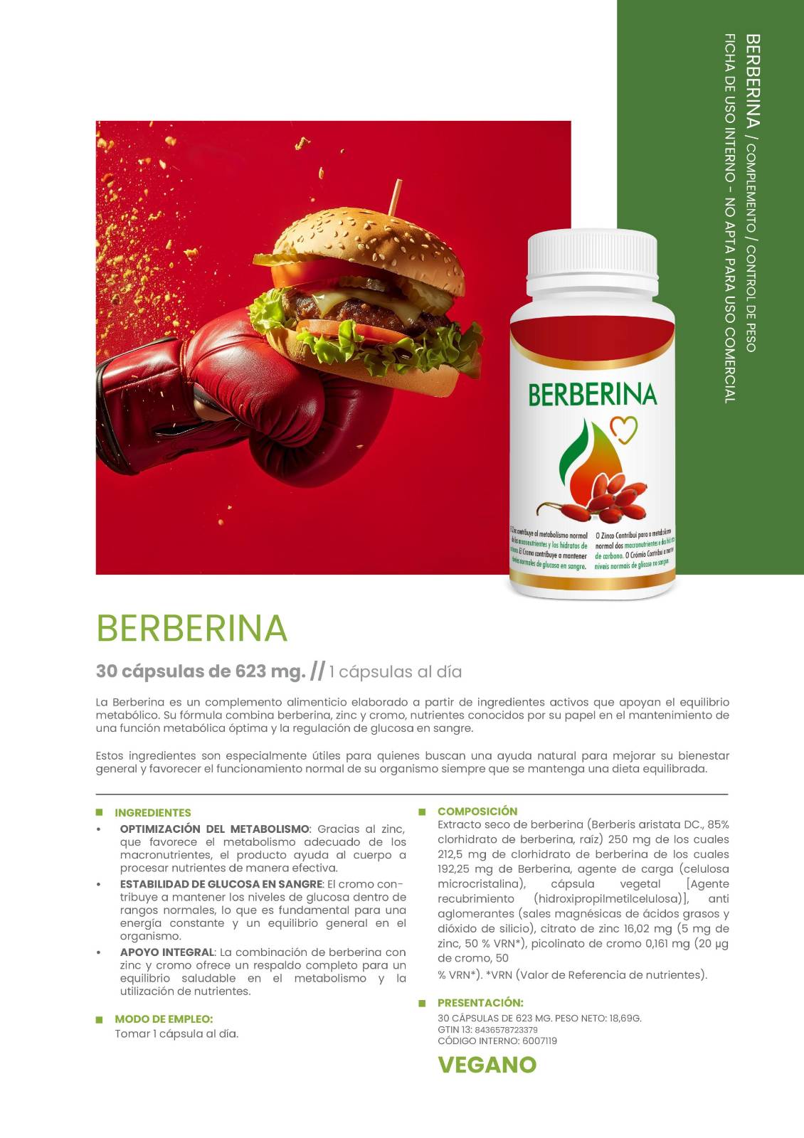 Berberina- Regulador de Glucosa, Colesterol y Peso Antioxidante Natural